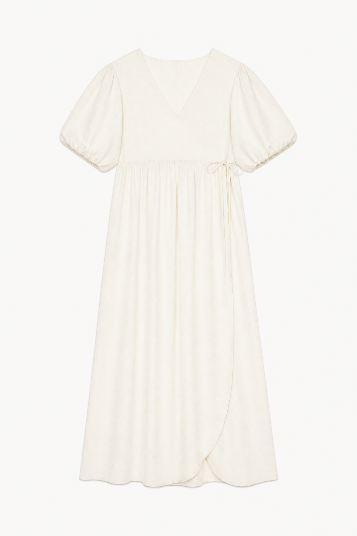 Ida Wrap Puffsleeve Dress - Natural Dye Hemp Organic Cotton