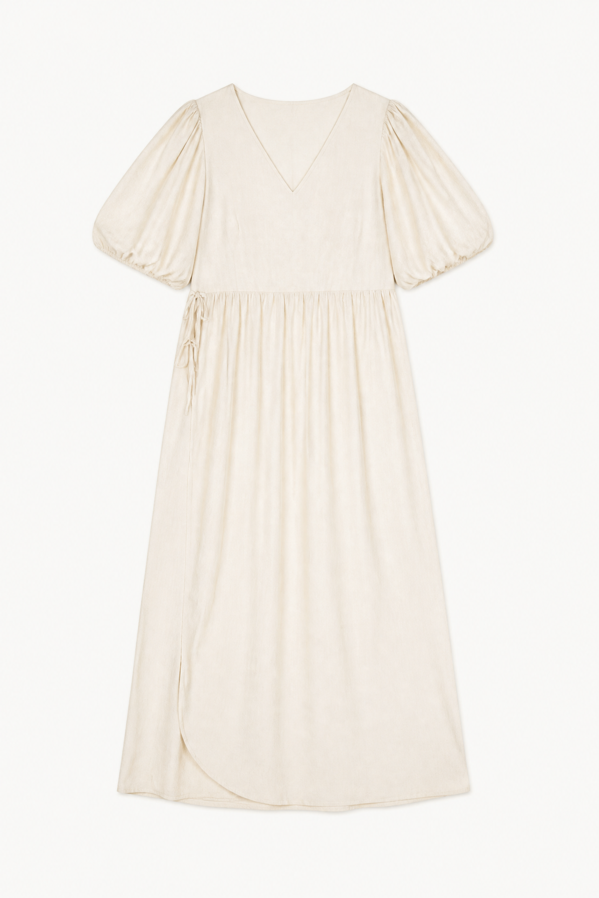 Ida Wrap Puffsleeve Dress - Cotton Linen Blend