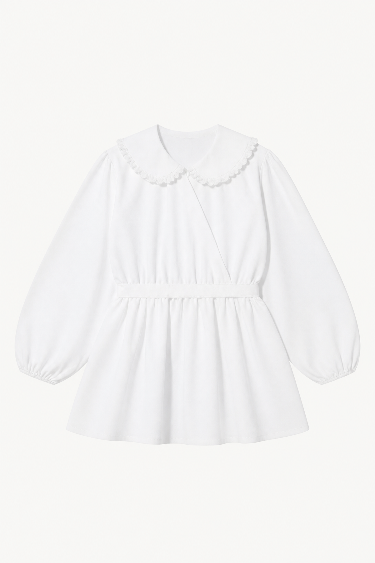 Tilda Collar Blouse - White Cotton Poplin Down Proof
