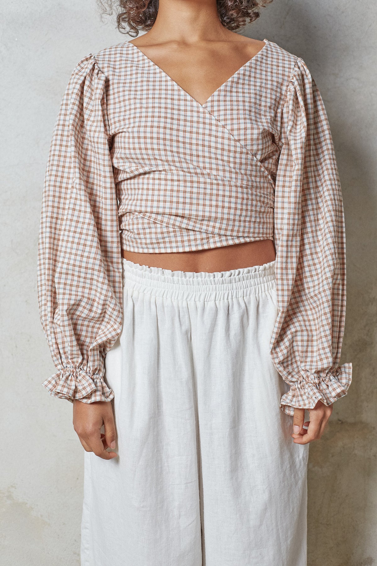 La Blouse Moisson – Tangerine Checker Cotton [last units]